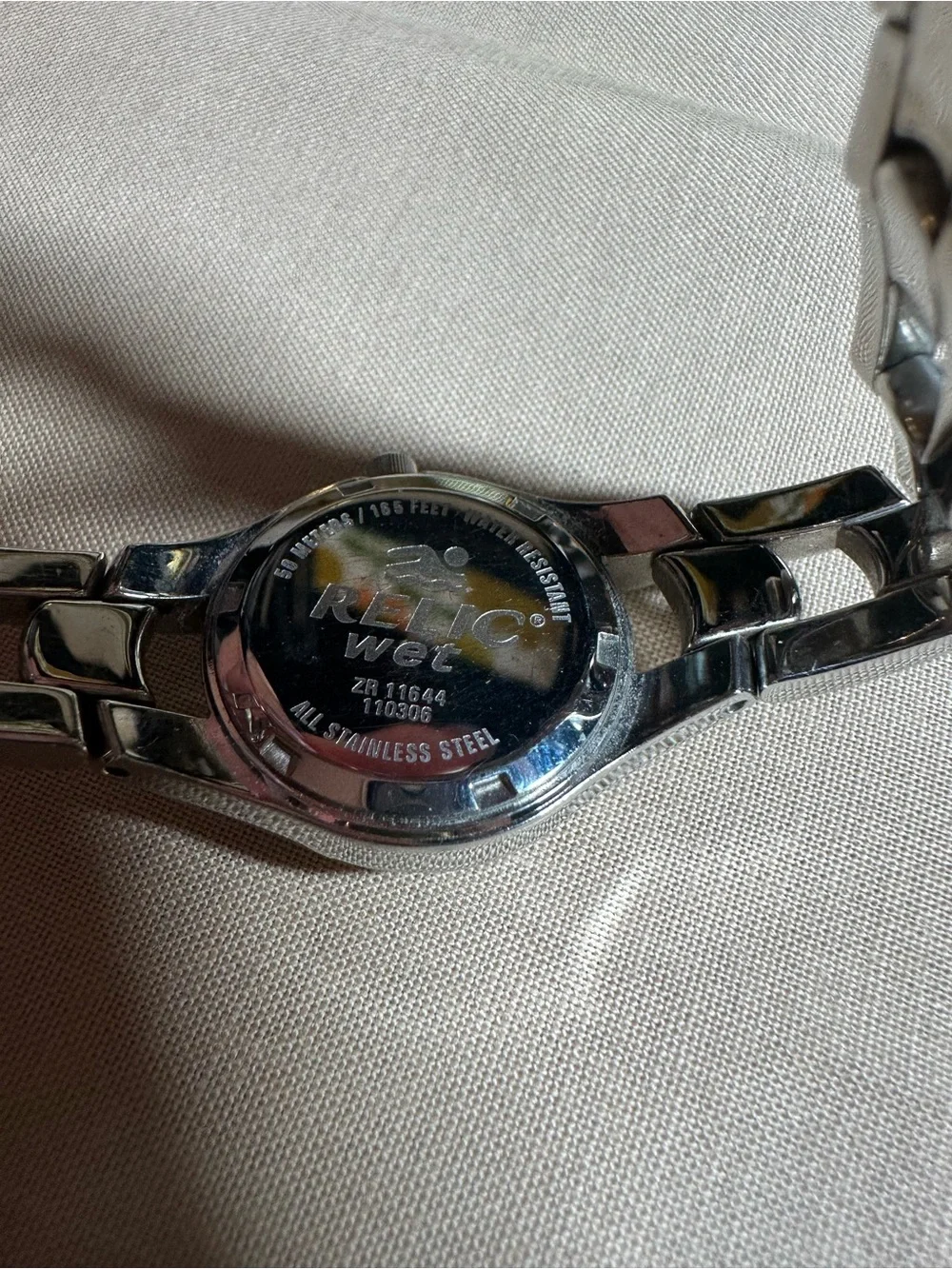 Relic Silver Bracelet Watch with Blue-Green Gradient Dial